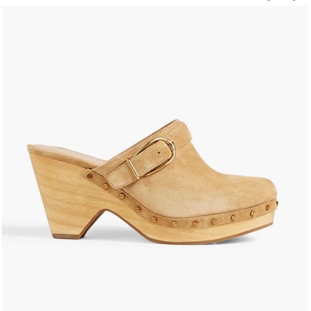 VERONICA BEARD Hendrix buckled suede clogs Sand Size 10.5 NWOT Retail $395